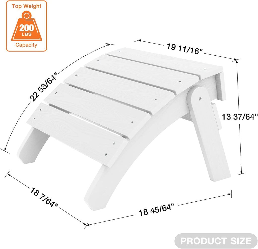 YEFU Adirondack Ottoman Set of 2, Patio Foot Rest, Adirondack Foot Rest, Folding Adirondack Footstool, Weather Resistant for Adirondack Chair, Widely Used for Outdoor, Porch, Backyard, Fire Pits-White
