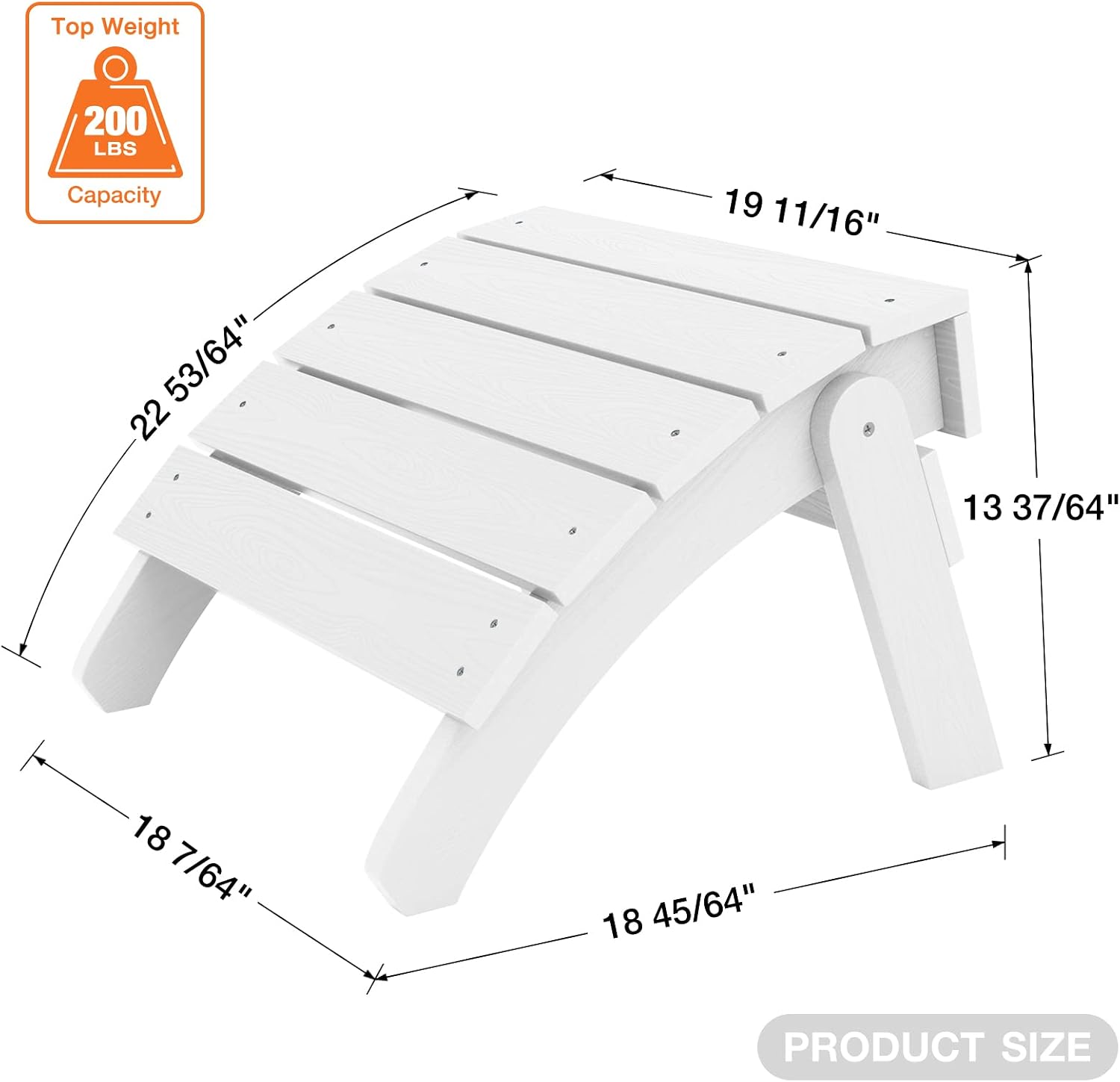 YEFU Adirondack Ottoman Set of 2, Patio Foot Rest, Adirondack Foot Rest, Folding Adirondack Footstool, Weather Resistant for Adirondack Chair, Widely Used for Outdoor, Porch, Backyard, Fire Pits-White
