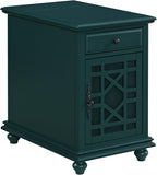 Martin Svensson Home Elegant Chairside End Table with Power — 24″W x 16″D x 25″H, Seamoss Green — Transitional Painted Accent Table with Flip-Top USB Charging, Drawer & Cabinet Storage