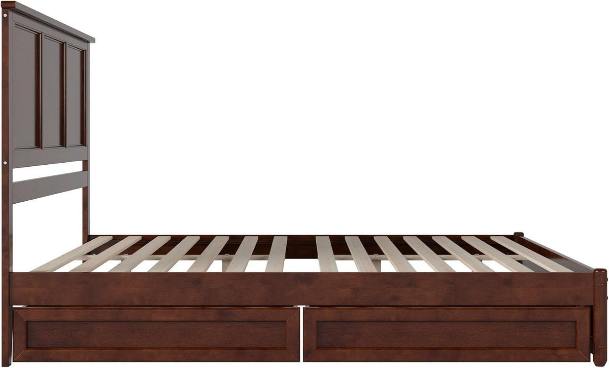 AFI, Felicity King Platform Bed with Panel Footboard & Storage Drawers, Walnut