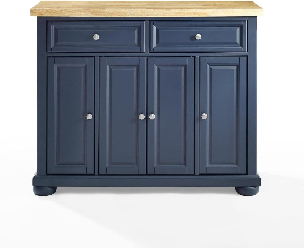 HomeStock Renaissance Rhapsody Kitchen Island with Durable Top and Optional Casters - Island/Cart, Versatile Storage Kitchen Island, Elegant Kitchen Cart Navy
