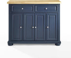 HomeStock Renaissance Rhapsody Kitchen Island with Durable Top and Optional Casters - Island/Cart, Versatile Storage Kitchen Island, Elegant Kitchen Cart Navy