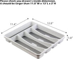 LeMuna Silverware Tray for Drawer, Plastic Cutlery Tray Kitchen Drawer Organizer, 5 Compartment Flatware Cutlery Organizer, Soft-Grip Lining and Non-Slip Rubber Feet