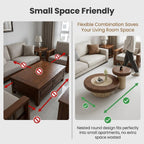 Set of 2 Modern Round Nesting Coffee Tables with Storage for Living Room | Round Coffee Table & Side End Table, Versatile Furniture for Living Room, Bedroom, Balcony(B,80cm/31.5in)
