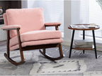 Mid Century Modern Accent Chair,Rocking Chair with Wood Frame, Upholstered Living Room Chairs, Reading Armchair for Bedroom Sunroom (Light Pink + Velvet + Cotton)