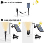 T-SUN Solar Spotlights Outdoor Waterproof, Solar Landscape Spotlights, Solar Powered Spot Lights for Trees, Flag, Garden, Pond, Pathway, Pool Area(Warm White)