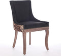 LKTART Upholstered Dining Chairs Set of 2, Solid Wood Kitchen Dining Room Chairs with Thicken Padded and Nailhead Trim for Home Kitchen Bedroom Black and Leopard