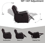 IOMOR Leather Recliner Chair, Manual Recliner Chair for Adults with Overstuffed Arms and Back, Single Sofa Recliner with Cup Holders for Living Room (1, Dark Brown)
