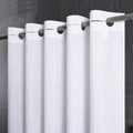 Furlinic White No Hook Small Stall Shower Curtain 48x78 Inch,Half Narrow Size Polyester Fabric Bathroom Curtains with 6 Plastic Split Grommets,Hotel Quality Waterproof Washable Bath Curtain