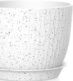 12/10/9 Inch Plant Pots, 3 Pack Large Flower Pots for Indoor and Outdoor Plants with Water Ripples, Large Plastic Flower Pots with Drainage Holes and Tray for Garden Indoor Plants