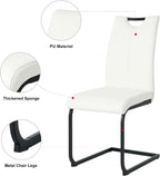 Henf Modern Dining Chairs Set of 2,Dining Room Chair Side Chairs with PU Leather Seat Black Metal Legs,Comfortable Dining Kitchen Chairs for Dining Room Living Room,White Armless Dining Chairs for 2