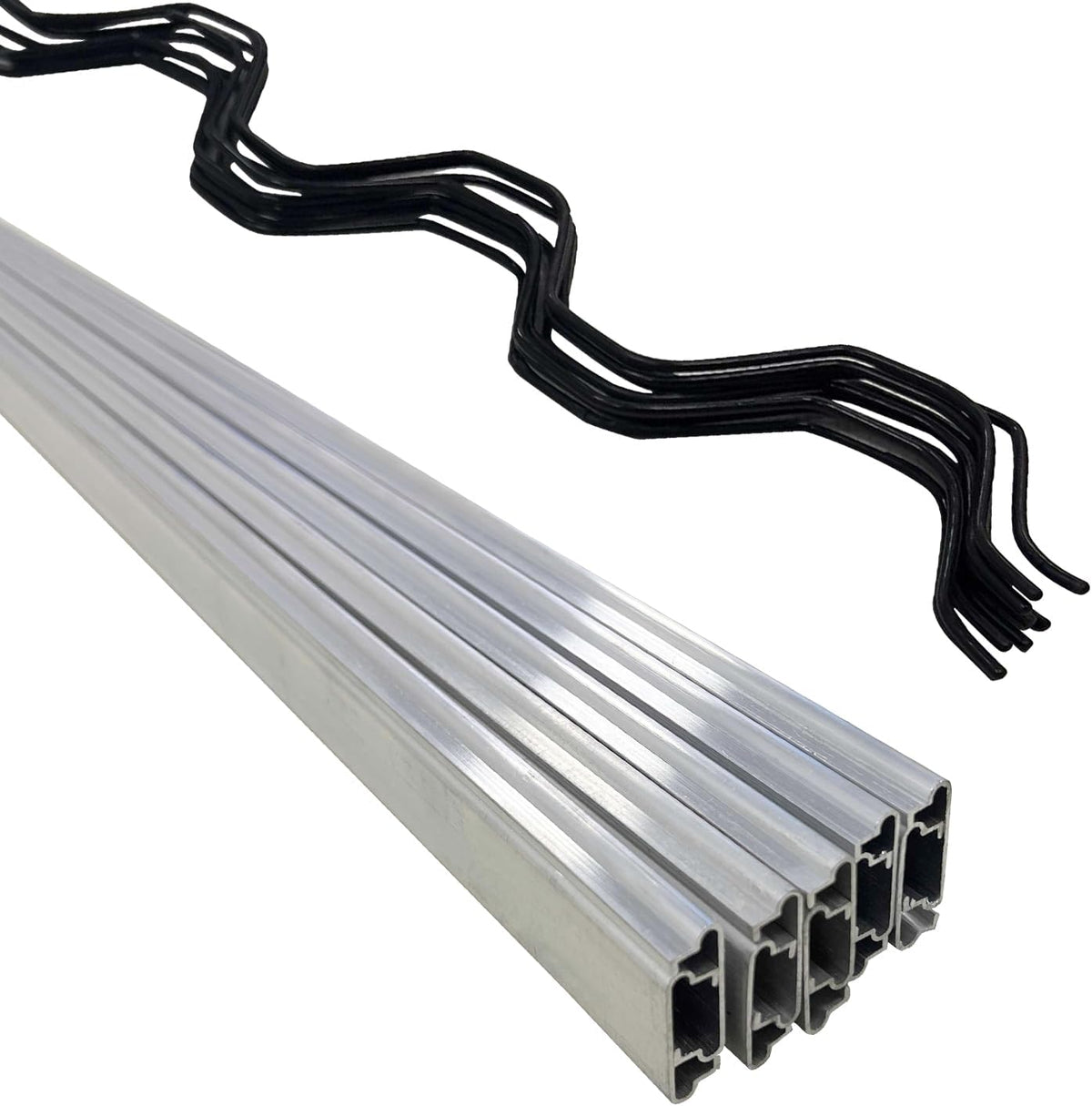 20 Set Greenhouse Lock Channel and Spring Wire,1MM Thick Aluminum Alloy Lock Channel and PVC Coated Spring Wires for Fixing Greenhouse Plastic Cover and Shade Cloth,6.6 FT,20 Set, LC20