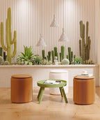 Home Furniture Modern Design Accordion Portable Folding Paper Stool Kraft Paper Relaxing Multifunction Round Foot Stool Side table-Fashion Paper Design Ideal for School Living Dining Room (Brown)