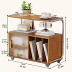 Modern Rolling Side Table End Table with Storage 360° Rollers Movable Night Stand Utility Cart Corner Table for Living Room (Natural)