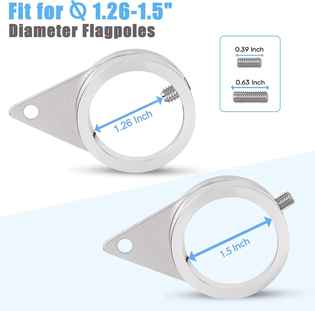 1.5" Flag Pole Rings, 2 Pcs Aluminum Alloy Spinning Flag Pole Ring Clips Swivels, 360° Rotating Anti Wrap Flagpole Ring Hardware with Stainless Steel Carabiners for 1.26-1.5" Diameter