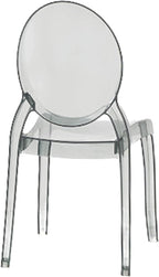 Fohfurniture Large 20" Seat Ghost Chairs Set of 4, Modern Acrylic Accent Dining Chairs, Kitchen and Restaurant Chairs, Circle-Back Armless Stackable Chair for Events, Weddings, Banquets Smoke Grey