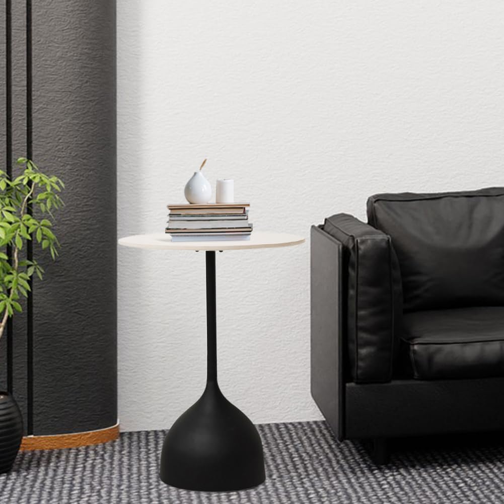 Side Table with Marble Top Metal End Table Modern Sofa Side End Table Outdoor Coffee Round Side Desk for Couch Living Room Bedroom New