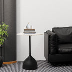 Side Table with Marble Top Metal End Table Modern Sofa Side End Table Outdoor Coffee Round Side Desk for Couch Living Room Bedroom New