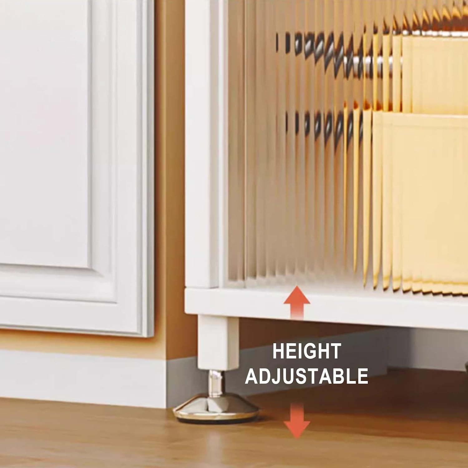 Kitchen Cabinets with Countertop, 15 * 15mm Thick Carbon Steel Square Tube, Glass Panel Hole Board Design Pantry, for Kitchen, Living, Study Room(White,80cm*42cm*154cm)
