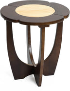LuxenHome 18" Round Side Table, Mid-Century Modern Wood End Table with Criss-Cross Legs, Color Block Accent Bedside for Living Room, Bedroom Nightstand, Small Space Coffee Table