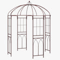 Giantex Birdcage Shape Garden Arbor, 8.4ft High x 7ft Wide, Metal Gazebo Arch Pergola Pavilion for Climbing Plants Party Wedding Ceremony Decor Outdoor, 16 Ground Stakes, Easy Assembly (Bronze)