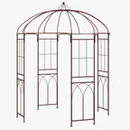 Giantex Birdcage Shape Garden Arbor, 8.4ft High x 7ft Wide, Metal Gazebo Arch Pergola Pavilion for Climbing Plants Party Wedding Ceremony Decor Outdoor, 16 Ground Stakes, Easy Assembly (Bronze)