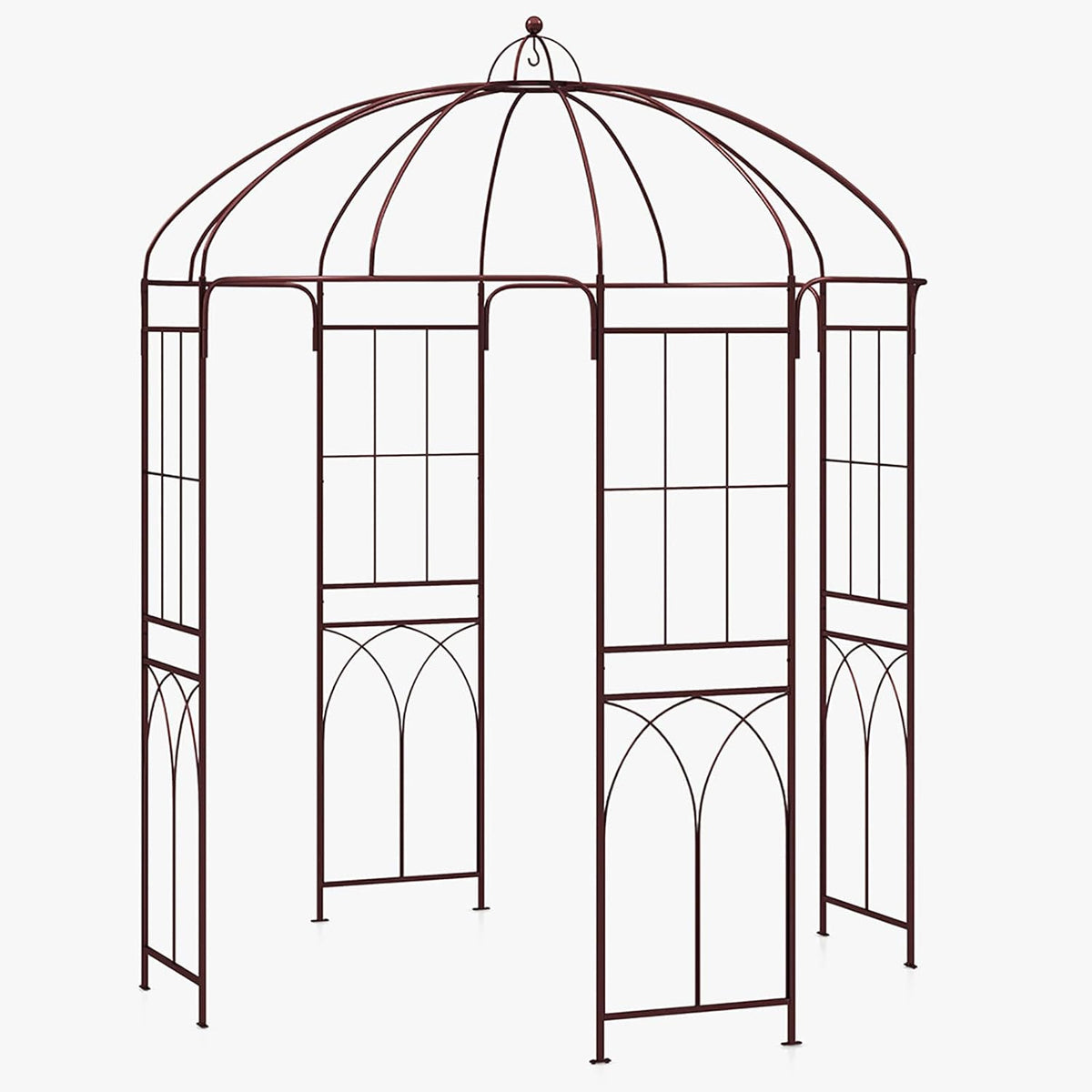 Giantex Birdcage Shape Garden Arbor, 8.4ft High x 7ft Wide, Metal Gazebo Arch Pergola Pavilion for Climbing Plants Party Wedding Ceremony Decor Outdoor, 16 Ground Stakes, Easy Assembly (Bronze)