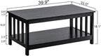 ChooChoo Mission Coffee Table, Black Wood Living Room Table with Shelf, 40 Black