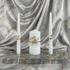 Unity Candle Set - Wedding Ceremony & Reception – 6” Pillar & Two 10” Taper Candles – Long Burning Unity Candles for Marriage Ritual – Handmade in USA – Diamond |Gold