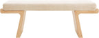 47.2" Natural Wood Bedroom Bench, Upholstered Entryway Bench, Modern End of Bed Ottoman with Soft Padded Seat & Solid Wood Frame for Dining Room and Living Room, Linen