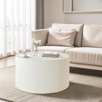 Brilluxa Nesting Coffee Table Set of 2, Vertical Stripe Design, Beige | Two-Piece Nesting Tables with Vertical Stripe Detailing for Living Rooms and Bedrooms