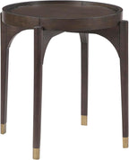 Lexicon Wood Round End Table with Gold Metal Cap, 36" Dia. Mid Century Modern Round Birch Wood Veneer Sofa Side Table for Contemporary Living Room, Easy Assembly, Dark Brown