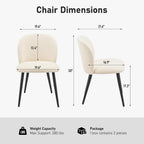 Upholstered Dining Chairs Set of 4, Modern Kitchen Side Chair with Padded Seat Comfortable Chenille Fabric Study Black Matel Legs,Desk Chair with Back for Dining Rooms, Beige