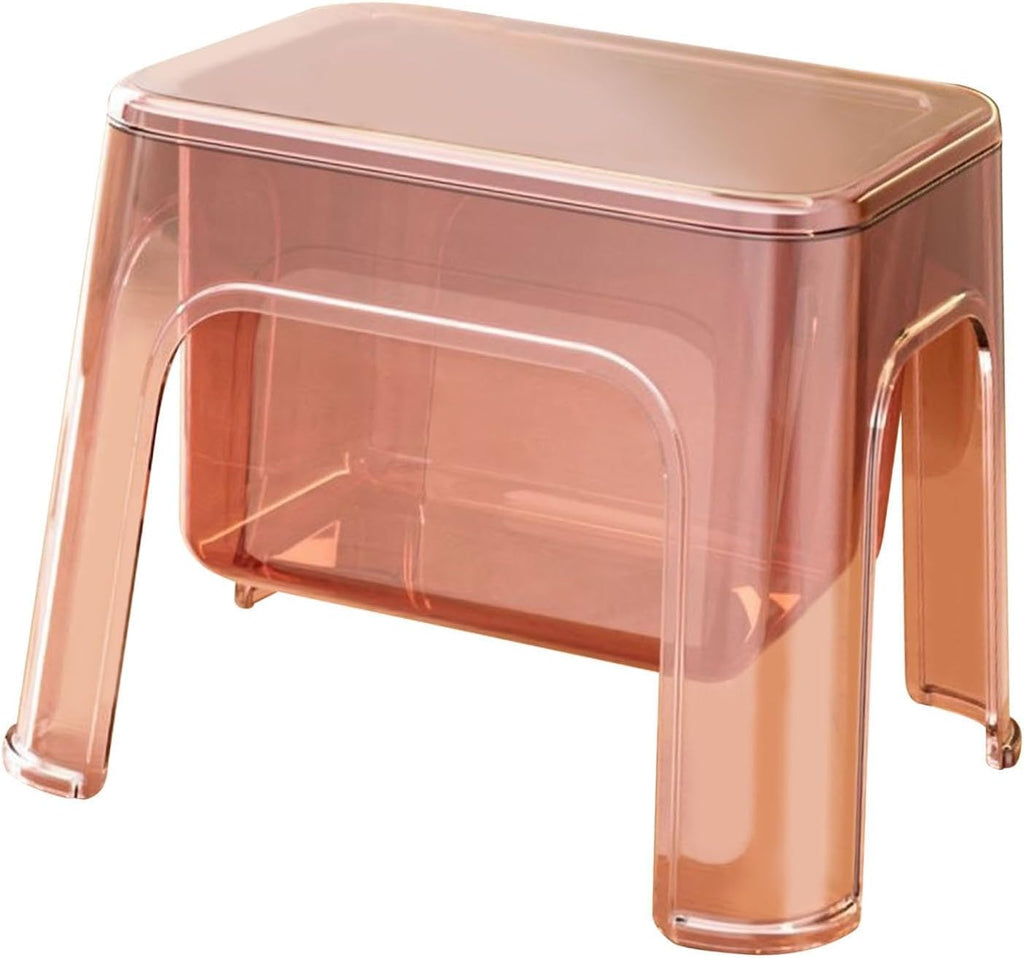 Step Stool Footstool Storage Ottoman Shoe Changing Stool for Laundry Household Bedroom, Pink