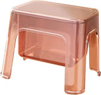 Step Stool Footstool Storage Ottoman Shoe Changing Stool for Laundry Household Bedroom, Pink