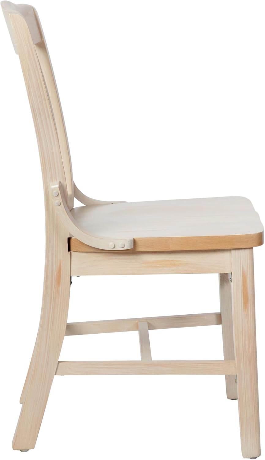 Flash Furniture Hercules School House Back Metal Restaurant Chair - Antique White Wood Seat - Black Frame