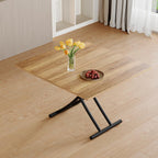 4 in 1 Adjustable Folding Dining Table, Drop Leaf Coffee Table for Small Spaces, Converts to Dining Table, Scratch-Resistant Wood Grain Top with Metal Frame for Breakfast Nook kitchen living Room