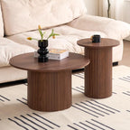 Round Nesting Coffee Table Set of 2 for Small Spaces | Modern style, suitable for living rooms, wooden