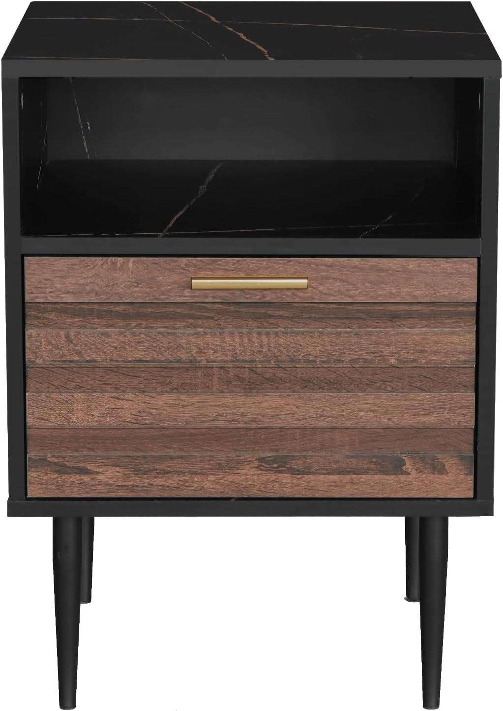 GIA Home Furniture Series Walnut Nightstands Set of 2, Faux Black Walnut Marble End Table for Living Room, Bedroom