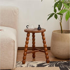 Solid Wood Side Table, Modern Round End Table, Simple Bedside Table, Bed Side Tables, Coffee Table, Sofa Table, Accent Table for Living Room, Bedroom(Brown)