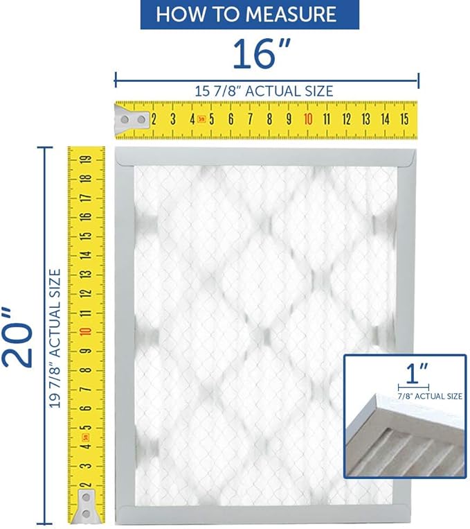 Filters Fast 16x16x2 Pleated Air Filter Merv 8, 2” AC Furnace Air Filters, Made in the USA, Actual Size 15.75x15.75x1.75, 6 Pack