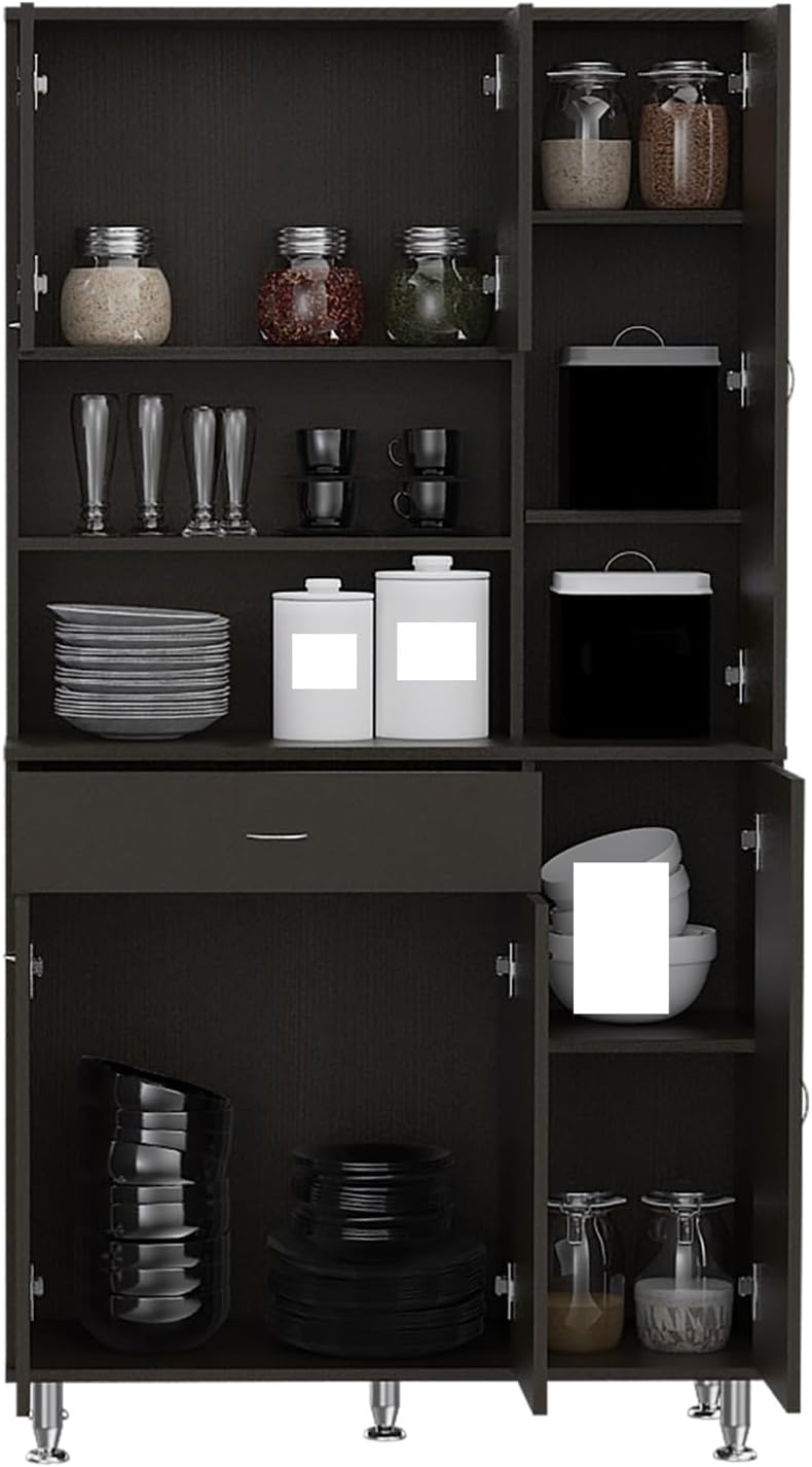 90 Kitchen Pantry, One Drawer, Multiple Cabinets, Two Open Shelves,for use in Restaurants
