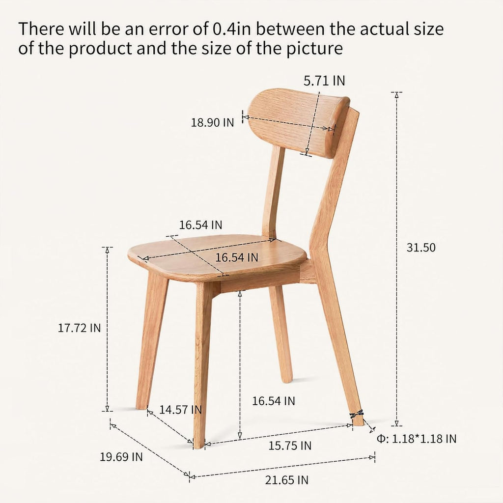 Solid Oak Wood Dining Chairs Set of 6 | Heavy Duty 400 lbs Commercial Grade | Natural Finish | Mid Century Modern Curved Back Wooden Chairs for Home Kitchen Restaurant | Easy Assembly