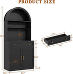 71" Tall Arched Kitchen Pantry Cabinet, Modern Kitchen Storage Cabinets with Hidden Drawer and Spacious Countertop, Wooden Storage Pantry Cabinet for Living Room, Dining Room, Black