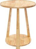 Small Round Side Table, 2-Tier End Table with Storage Shelf, Modern Couch Bedside Table for Living Room Bedroom Apartment Office (Burlywood)