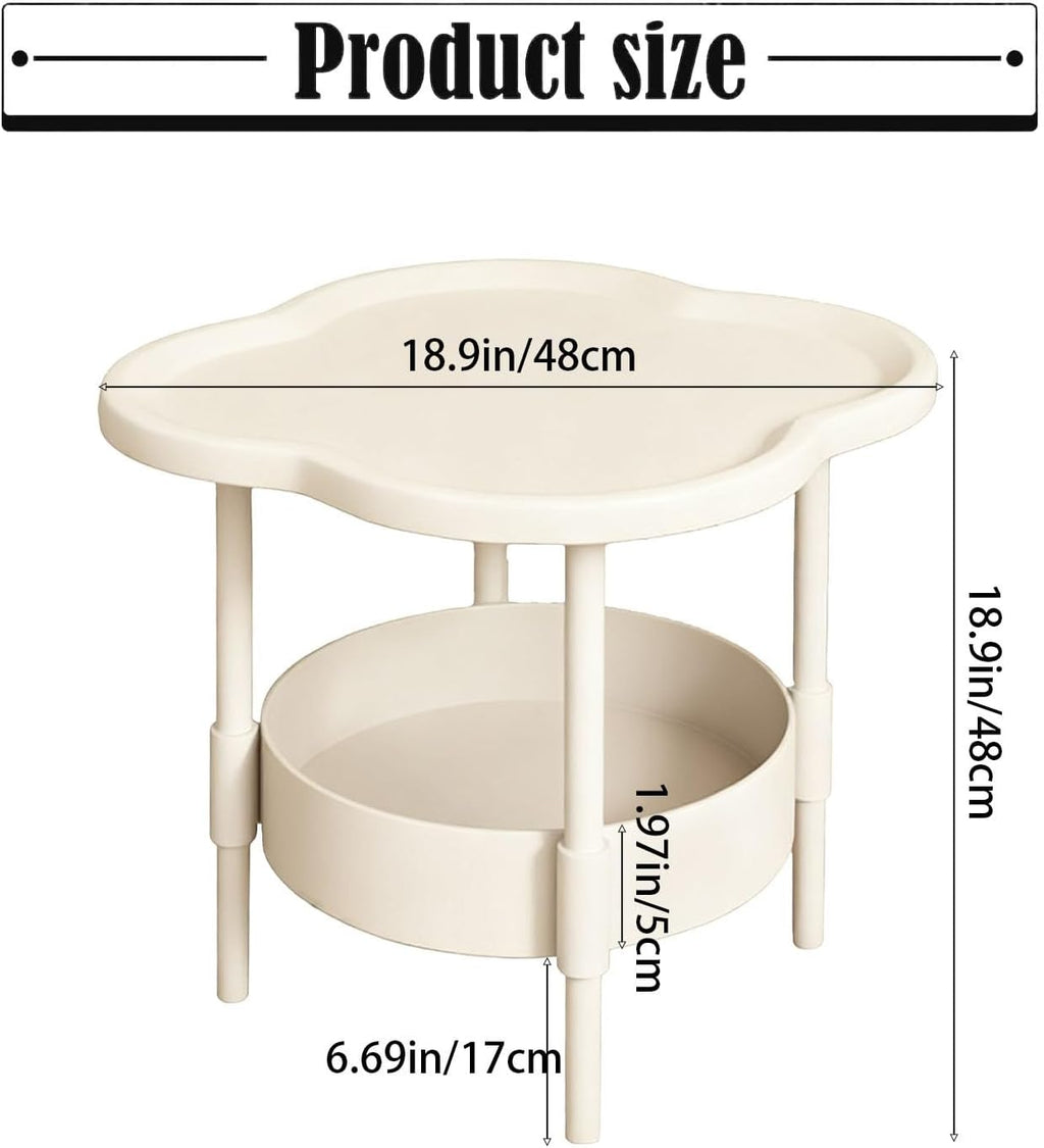 2-Tier Side Table with Removable Tray, Modern Small Coffee End Table for Living Room, Bedroom, Balcony, Indoor Outdoor Use (Black, One Size)
