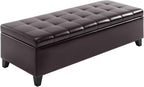 Versatile Storage Ottoman with Upholstered Soft-Touch Fabric Top and Sturdy Wood Frame for Living Room or Bedroom Use