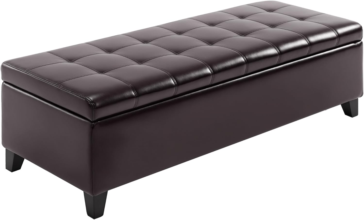 Versatile Storage Ottoman with Upholstered Soft-Touch Fabric Top and Sturdy Wood Frame for Living Room or Bedroom Use