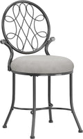 Hillsdale O'Malley Vanity Stool with Spiral Pattern Design, Metallic Gray Fabric
