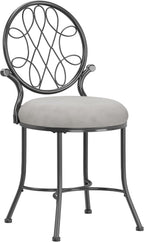 Hillsdale O'Malley Vanity Stool with Spiral Pattern Design, Metallic Gray Fabric